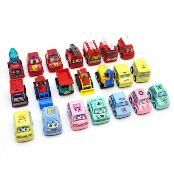 6-pack Leksaksbilar Present Drag tillbaka och åkfordon för små pojkar 1/2/3 år Leksak 6pcs Engineering vehicle