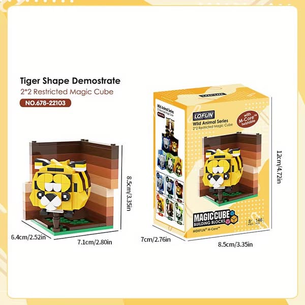 Sött Djur Byggklossar Set - Panda, Koala, Tiger & Fler DIY Leksakspresent Tiger