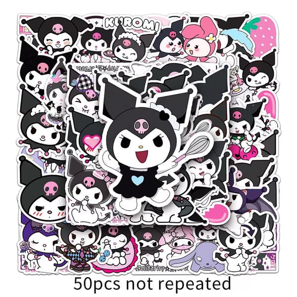 50X Kuromi Character Collection Stickers Laptop Bagage Telefon Mugg Dekal Graffiti