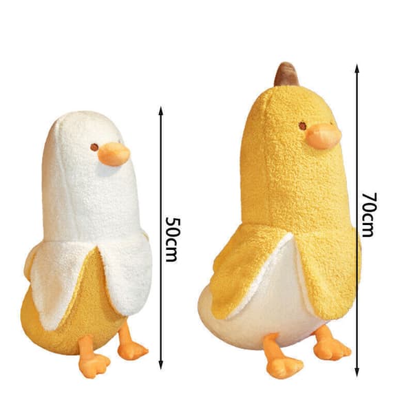 Söt Banan-Anka Gosedjur Lång Kropp Kramkudde Present Gul/Vit White 50cm