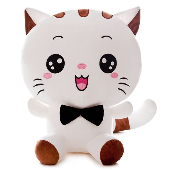 20 cm söt Kawaii-katt med båge plysch dockleksaker Presentfyllda mjuka dockkuddar White A 35CM