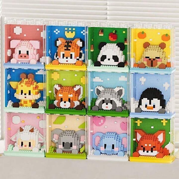 Mini Kubiska Djur Serie Modell 3D Pussel Mikro Byggklossar DIY 6090 Red Panda