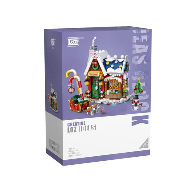 LOZ Halloween Julhus Pumpavagn Mini Gatubyggklossar Leksaker Bear cafe With box