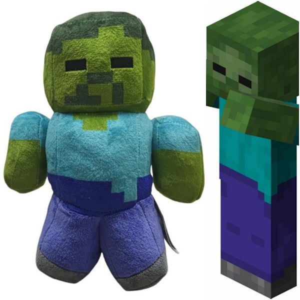 23 cm Minecraft Zombie Plyschdocka Mjuk Fylld Anime MC Docka Leksak Grön Gåva