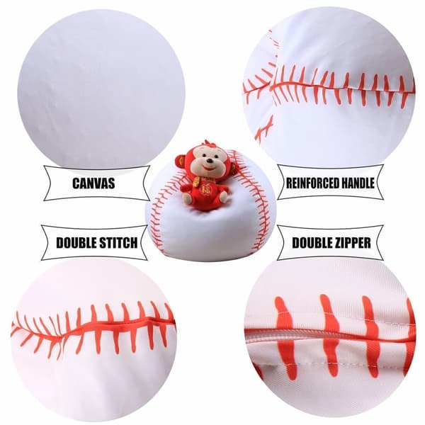 Stor Sittsäck Gosedjur Leksaksförvaringsstol Barn Klädförvaringspåsar Baseball 18''