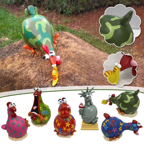 Silly Chicken Sitting Rooster Ornament Rolig Realistisk Mångsidig Trädgård A