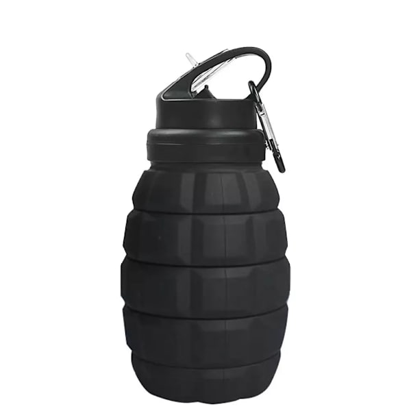 Hopfällbar resevattenflaska18oz Återanvändbar BPA-fri silikonvikbar grå black
