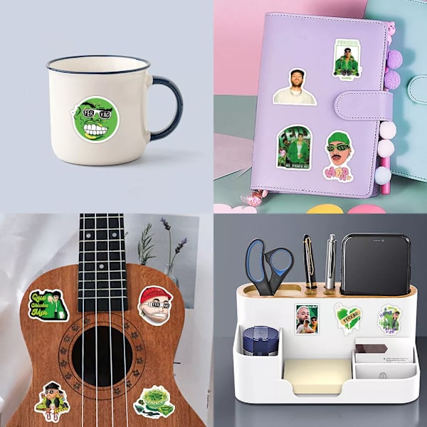 60st Feid och Ferxxo Green Man Stickers Gitarr Skateboard Hydro Flask Graffiti
