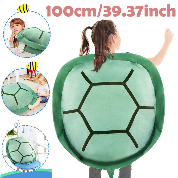 80 cm Barn bärbart sköldpadda skal fyllda djur Stor leksak plysch kudde Rolig present