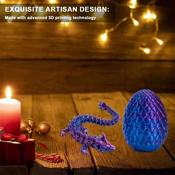 3D-printad Artikulerad Drakägg Kristall Drake med Drakägg Rolig Dekor Green