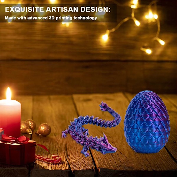3D-printad Artikulerad Drakägg Kristall Drake med Drakägg Rolig Dekor Red