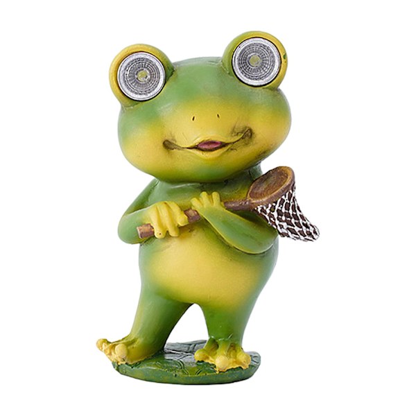 Solcellslampa Trädgård Söt Groda Ljus Dekor Inomhus Utomhus Solcellsfigur Ornament net bag