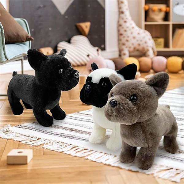 Naturtrogna djur Fransk Bulldog Plysch Uppstoppade Hundar Hunddjur Barnleksak Black