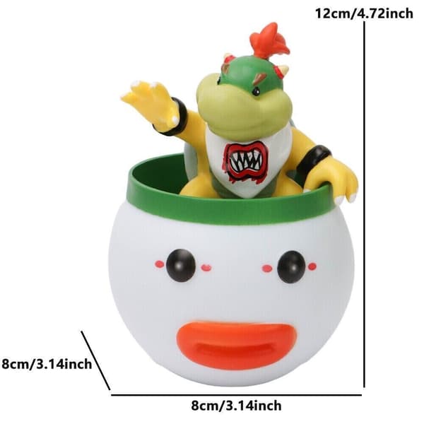 SuperMario Bros Bowser Jr. med Junior Clown Car PVC Figur Leksak Modell Docka Gåva