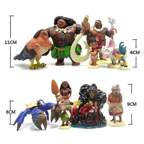 10 st Moana figurdocka set statyettleksaker Cake Topper Samlarbara barnpresenter