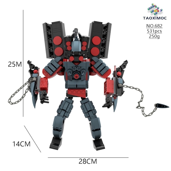 MOC Skibidi Toalett Byggklossar Set Titan Speakerman Cameraman Tvman Klossar 14