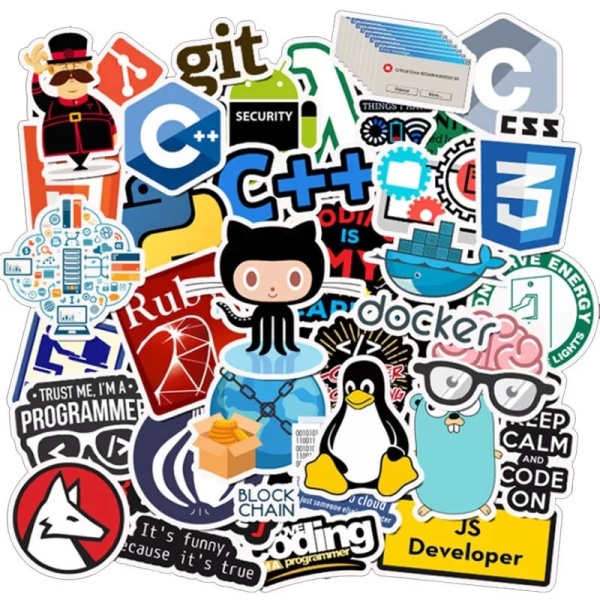 50X programmering Linux C++ Python Hacker IT Geeks Toy Software Stickers PC-dekaler