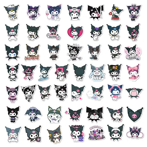 50 st Kuromi Stickers Vattentätt självhäftande Återanvändbar Skateboardvagn för kylskåp