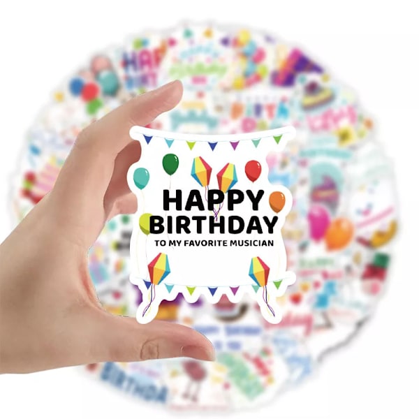 50X Grattis på födelsedagen Tema Party Väska Presentidé Firandet Hydro Flask Stickers