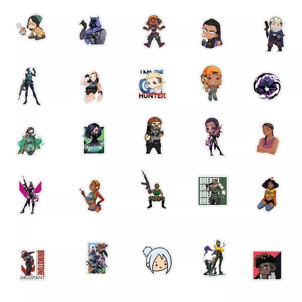 50X Valorant Video Game Characters Stickers Laptop Scrapbook Hydro Flasks Telefon
