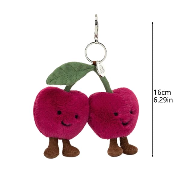 Jellycat Amuseables Cherries Väskberlock Amuseables Cherry Nyckelring Hänge Helt Ny
