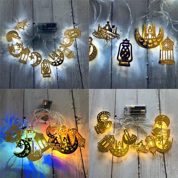 Ramadan Eid Mubarak LED Fairy String Light Moon Star Islam Dekor Hängande Muslim White1 1.65m-10LEDS