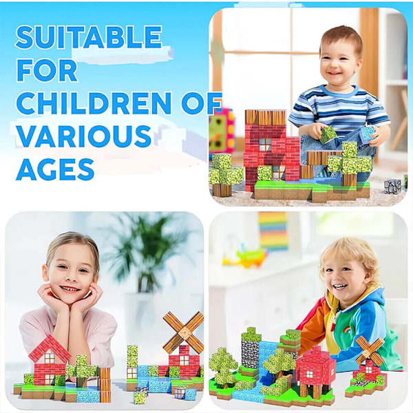 120 st Magnetisk Leksak Magnetiska Byggklossar Pedagogisk Leksak Bygg Minecraft Set