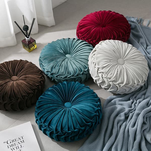 Rund Kudde Mjuk Holland Plysch Sammet Kuddar Lyxig Chic Fylld Kudde leksak Green 38cm/14.96in