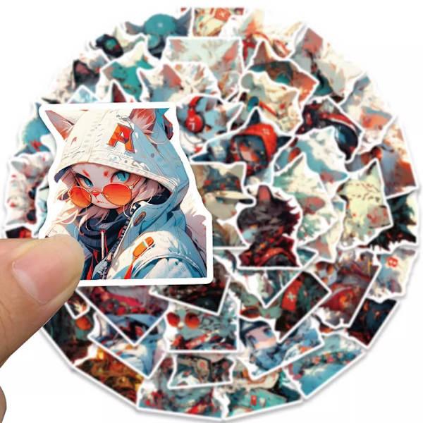 50X Cyberpunk Wild Cats Theme Skateboard Scrapbook Laptopväska Notebook Stickers