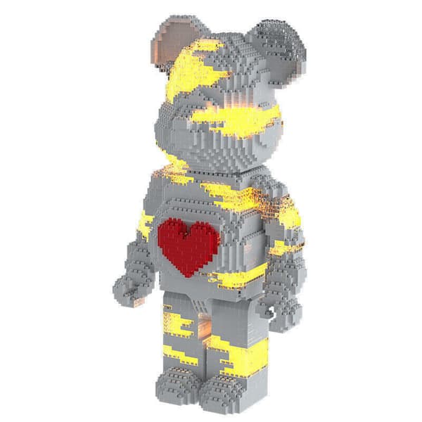 Tecknad Kärlek Våldsam Björn Bearbrick Färgmodell Byggkloss Födelsedagspresenter Grey