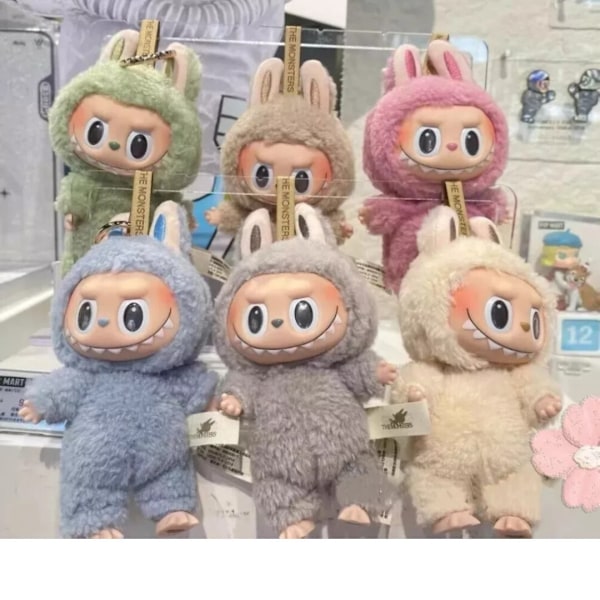 LABUBU The Monsters Etciting Macaron Plyschdockor Nyckelring Leksak Blind BoX Gåvor C