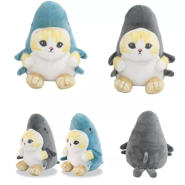 Grå Mörkblå Cat Shark Plushie Super mjuk leksak av hög kvalitet Gray