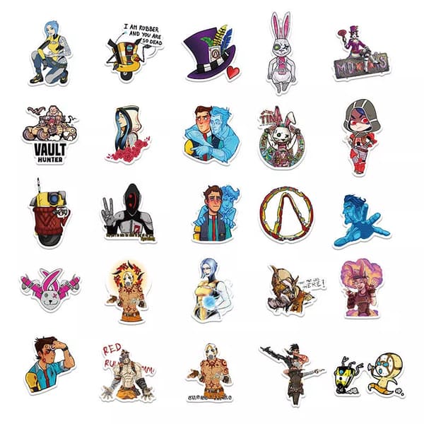 50 klassiska Borderlands Game Character Stickers New Tales PS5 XBox Decal Graffiti