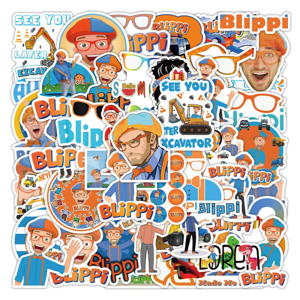 50X Blippi Stickers Småbarn Party Bag fillers Pris Belöning Hydro Flask Graffiti