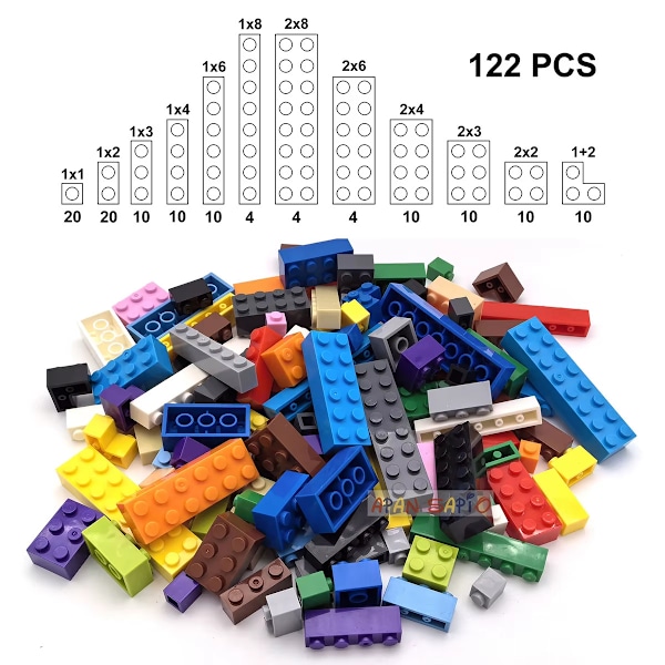 122 st Tjocka Figurer Klossar 12 Storlekar DIY Byggklossar Pedagogiska Kreativa Storlekar Mixed Color 122Pcs