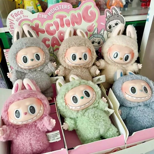 LABUBU The Monsters Etciting Macaron Plyschdockor Nyckelring Leksak Blind BoX Gåvor H