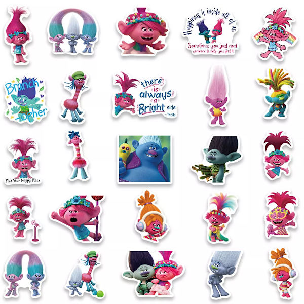 50/100 st Lyckotroll Stickers Gammal Skandinavisk Folklore Högtid i Harmoni 50pcs Trolls A
