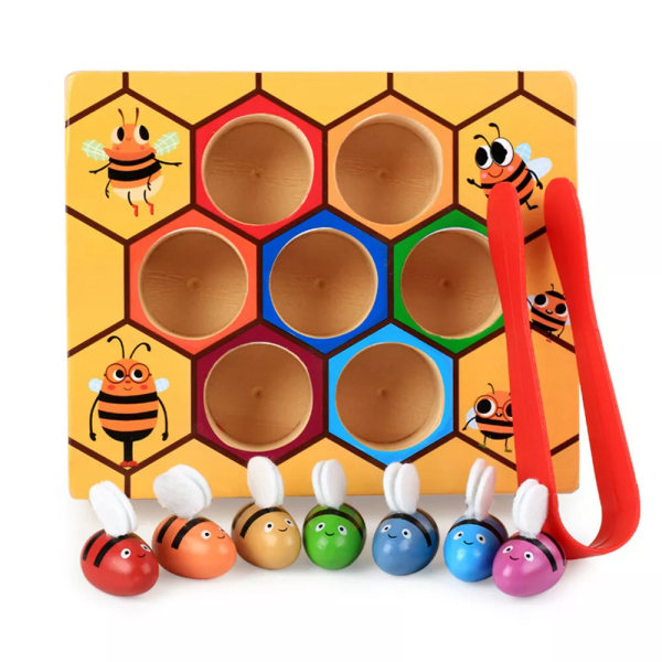 Barn Förskola Pedagogiska Leksaker Barn Förskola Trä Bee Clip Out Toy Gift