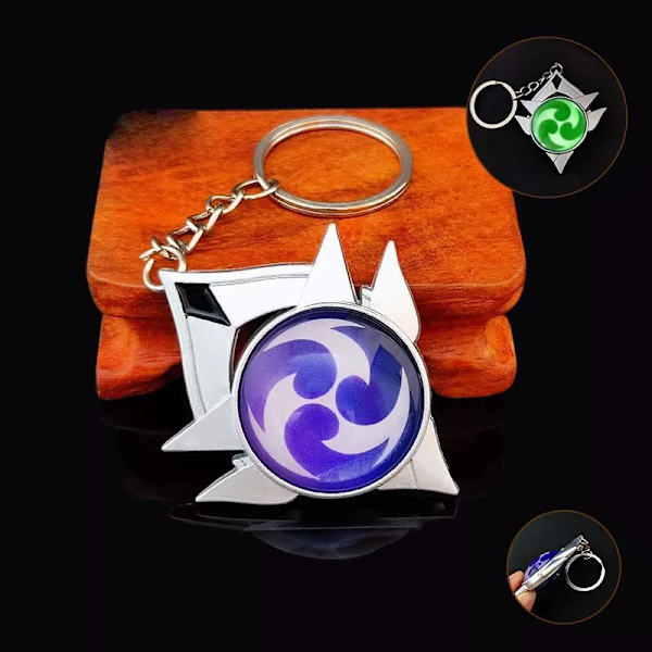 Genshin Impact Seven Elements Nyckelring Geo Anemo Electro Dendro Hydro Pyro Cryo 23
