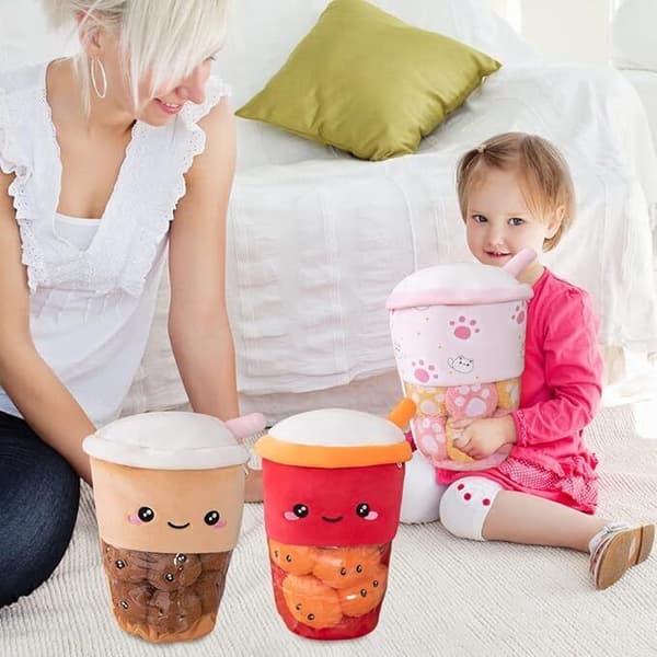 Bubble Tea Boba Cup Squishmallow Plyschleksak Kudde Kudde Barn Födelsedagspresent Red