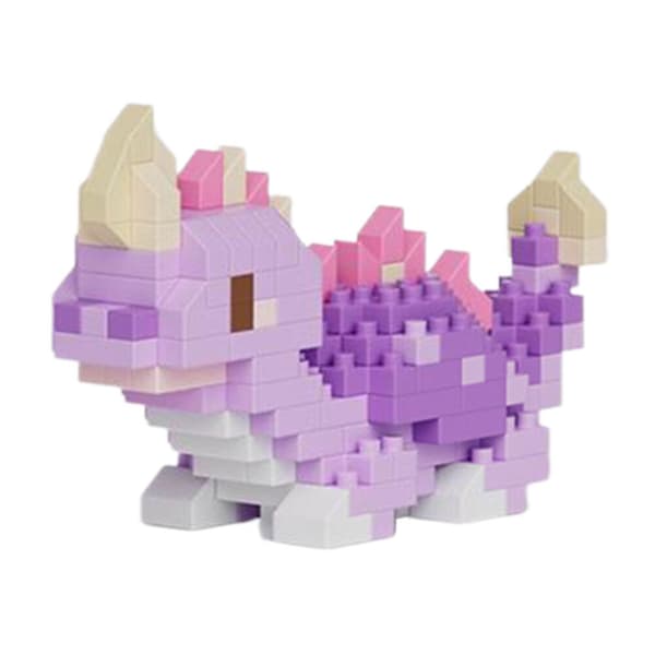 Mini Brock Byggkonstruktionsleksak för Barn 3D Mikrokloss Dinosaurieblock Spel Purple Stegosaurus