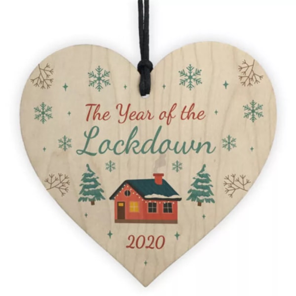 Dekorationer Present Julhängande grannlåt Trä Året 2020 The Lockdown Heart