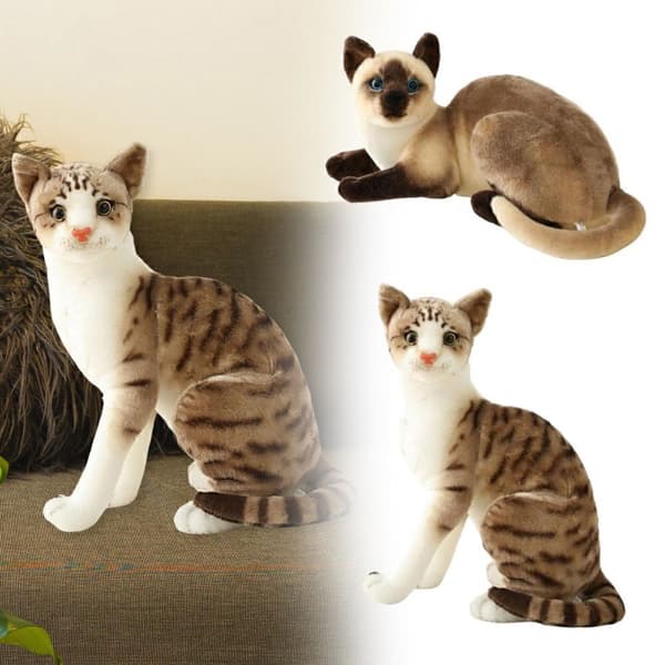Djurdockor Barnpresenter Söta Realistiska Katt Plyschleksak Verklighetstrogen Simulation Fylld mjuk C Cat-20CM