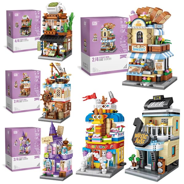 LOZ Mini Blocks Gatuvy DIY Byggset Mikro Radhus Modell Kreativ Gåva Pharoah With box