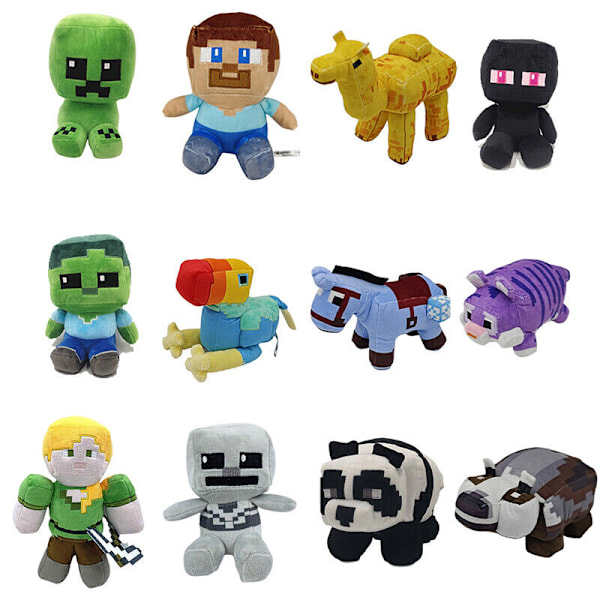 Minecraft MC Djur Kudde Plyschdocka Fylld Spel Mjuk Leksak för Barn Vuxen Gåva 20cm square chicken