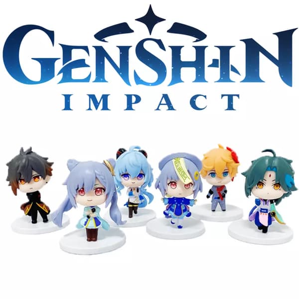 Genshin Impact Pvc Q Version Figurer Set med 6 st Idealisk för att dekorera ditt spel