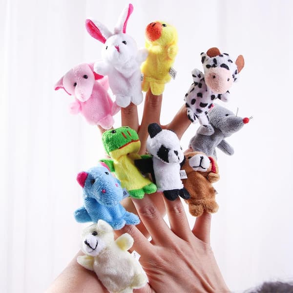 Djur Barn Fyllda Finger Toy Familj Finger Puppets Hand Puppet Tyg Doll