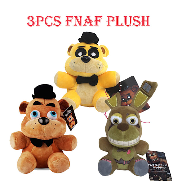 1-3 st FNAF Freddy Bonnie Plyschdocka 7 0 Five Nights at Freddy's Barn Plyschleksaker mjuk 3pcs all in