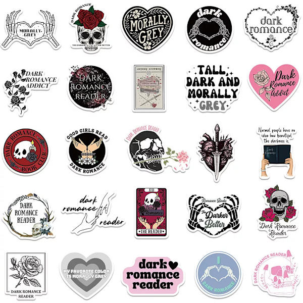 50X Populära Dark Romance Reader Death Rose Stickers Hydro Flask Guitar Graffiti