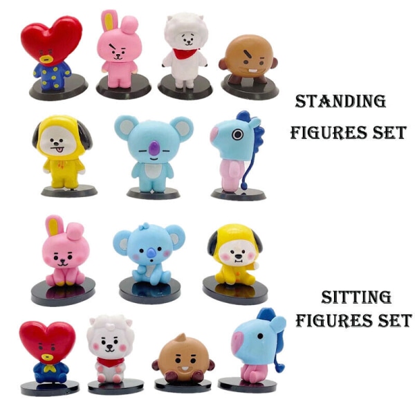 7 st/ set BT21 Baby Monitor Figurer Ornament Tårta Topper Leksaker Födelsedagspresent Standing Set